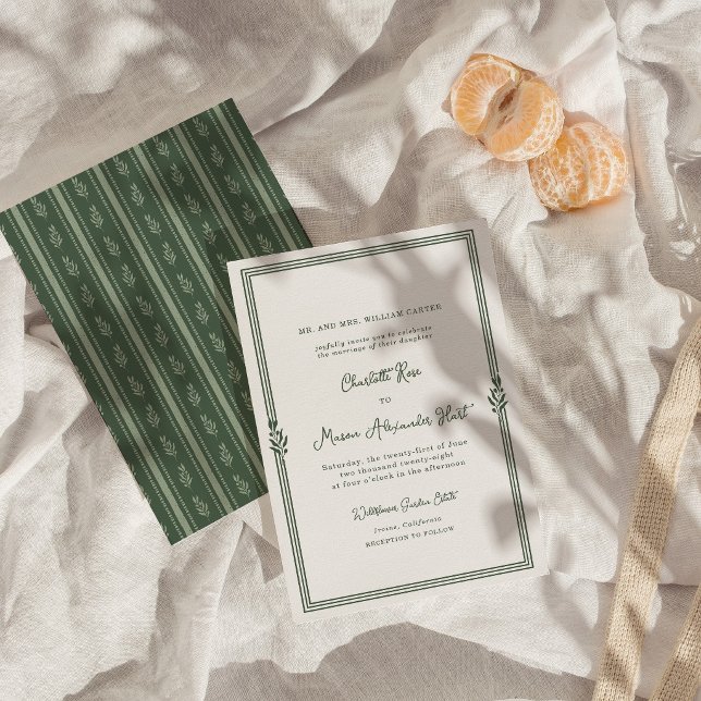 Convite de Casamento Elegante em Verde Sálvia Tosc (Criador carregado)