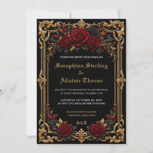 Convite de Casamento Elegante Escuro Gótico