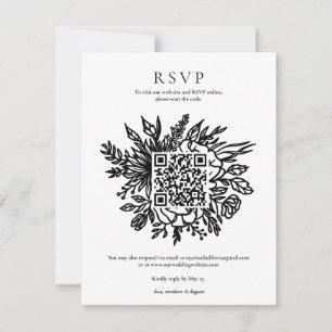 Convite de Casamento Elegante Eucalipto com QR Cod