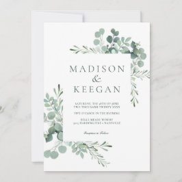 Convite de Casamento Elegante Eucalipto QR Code
