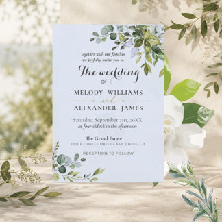 Convite de Casamento Elegante Eucalipto | Verde Sa