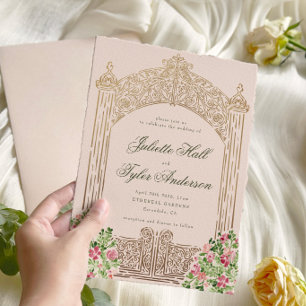 Convite de Casamento Elegante Falso Folheado Regal