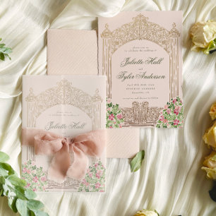 Convite de Casamento Elegante Falso Folheado Regal