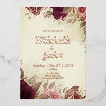Convite de casamento elegante flor de rosa vermelh