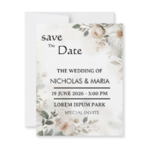 Convite de Casamento Elegante Flora em Aquarela Br