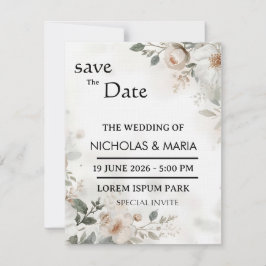 Convite de Casamento Elegante Flora em Aquarela Br