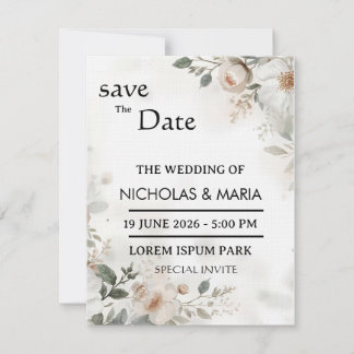 Convite de Casamento Elegante Flora em Aquarela Br