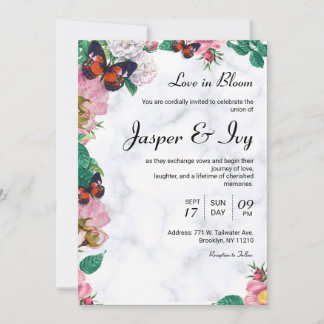 Convite de Casamento Elegante Floral Bliss