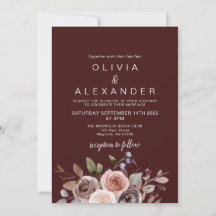 Convite de casamento elegante floral burgundy
