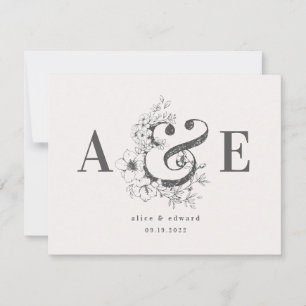 Convite de casamento elegante floral desenhado à m