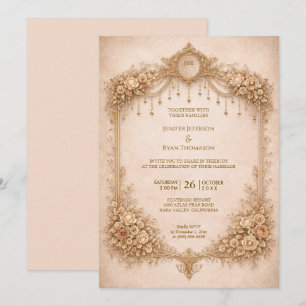 Convite de casamento elegante floral gótico de hal