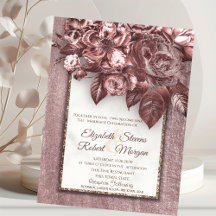 Convite de Casamento Elegante Flores Burgundy