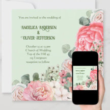 Convite de casamento elegante Flores de aquarela