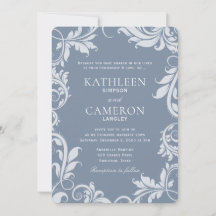 Convite de Casamento Elegante | Folhas | Azul Poei