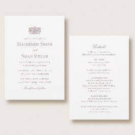 Convite de Casamento Elegante Frente e Verso Rosa