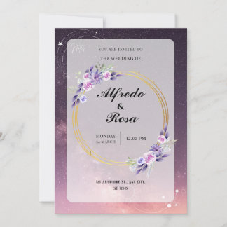 Convite De Casamento Elegante Galaxy-Themed