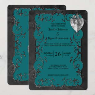 Convite de casamento elegante gótico de halloween