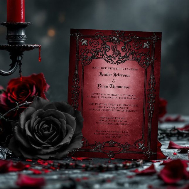 Convite de casamento elegante gótico de halloween (Criador carregado)