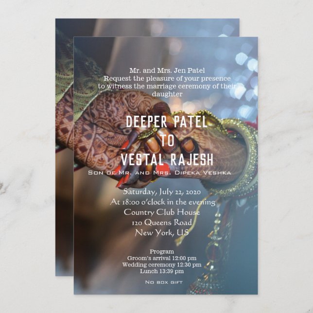 Convite de casamento Elegante Henna Indian (Frente/Verso)