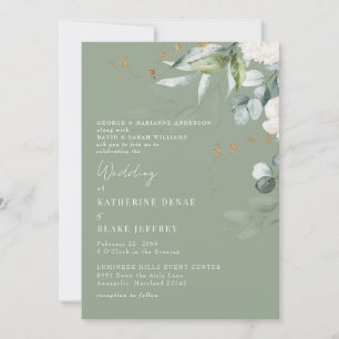 Convite de Casamento Elegante Hortênsia Branca Sag