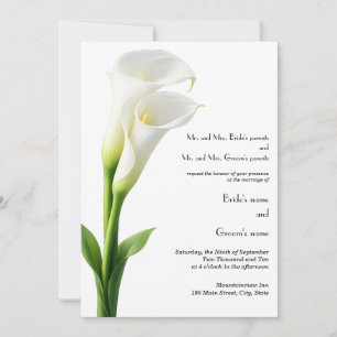 Convite de Casamento Elegante Lírio-de-callas Bege