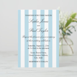 Convite de Casamento Elegante Listras Azul Claro