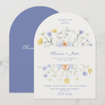 Convite de Casamento Elegante Manuscrito Wildflowe