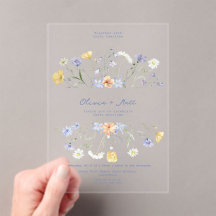 Convite de Casamento Elegante Manuscrito Wildflowe