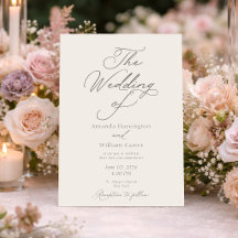 Convite de Casamento Elegante Marfim com Verso com