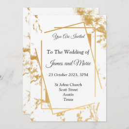 Convite de Casamento Elegante, mármore dourado