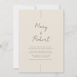 Convite de Casamento Elegante Minimalista Creme Mo