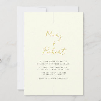 Convite de Casamento Elegante Minimalista Creme Mo