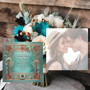 Convite de Casamento Elegante Minimalista em Cobre