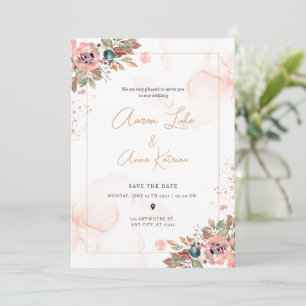 Convite de Casamento Elegante Moderno Flor de Pêss