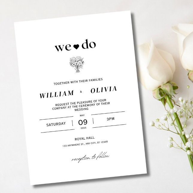 Convite de casamento elegante moderno, Minimalista (Criador carregado)