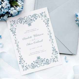 Convite de Casamento Elegante Moldura Barroca Vint