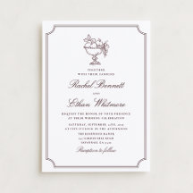 Convite de Casamento Elegante Moldura Borgonha