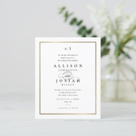 Convite de Casamento Elegante Monograma Dourado Ec