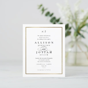 Convite de Casamento Elegante Monograma Dourado Ec