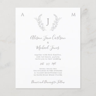 Convite de casamento elegante monograma orçamento 