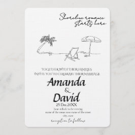 Convite de Casamento Elegante na Praia à Beira-Mar