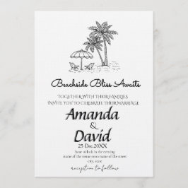 Convite de Casamento Elegante na Praia à Beira-Mar