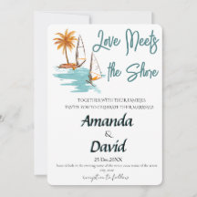 Convite de Casamento Elegante na Praia à Beira-Mar