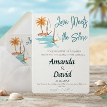 Convite de Casamento Elegante na Praia à Beira-Mar
