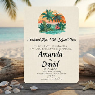 Convite de Casamento Elegante na Praia à Beira-Mar