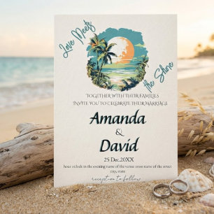 Convite de Casamento Elegante na Praia à Beira-Mar