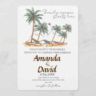Convite de Casamento Elegante na Praia à Beira-Mar