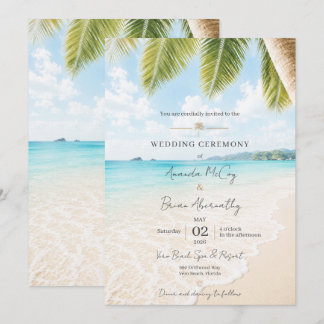Convite de Casamento Elegante na Praia Tropical