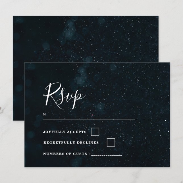 Convite de Casamento Elegante noite estrelada Cart (Frente/Verso)