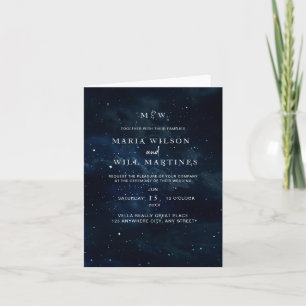 Convite de casamento elegante noite estrelada mode